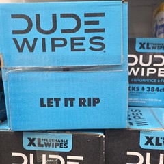 DUDE Wipes XL Flushable Personal Cleansing Wipes, Unscented, 8 Pack 384 Ct
