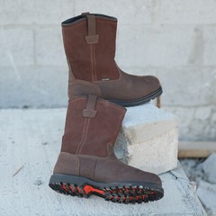 HISEA Mens Wellington Work Boots Steel/Soft Toe Waterproof Leather Western Boots
