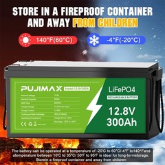 12V 300Ah LiFePO4 Lithium Battery 300Ah BMS Deep Cycles for Trolling Motor RV
