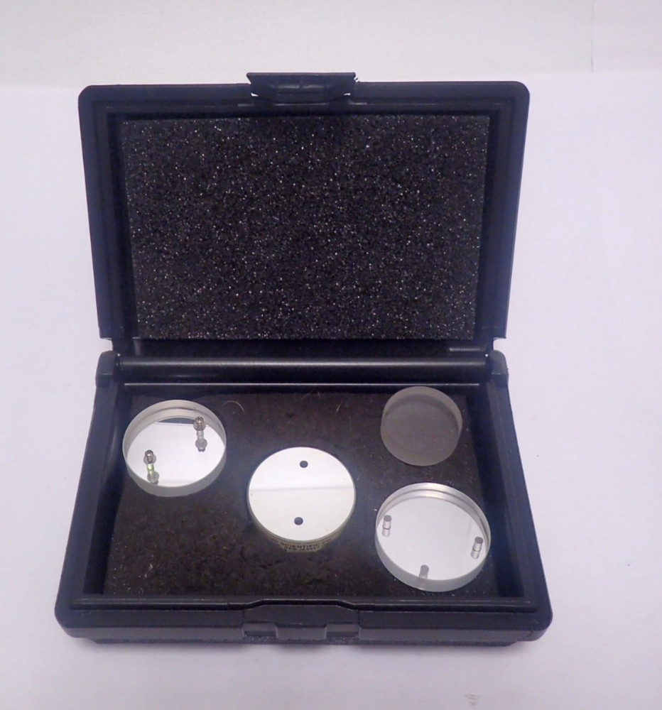 VINTAGE EDMUND SCIENTIFIC CO. OPTICAL FLAT SET/PRECISION-POLISHED OPTICAL FLATS