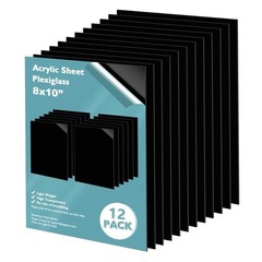 Black Plexiglass Sheets 8×10 – 12 Pack, 0.04″ Thick