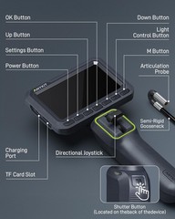 5.5mm Slim Probe Two-Way 210° Articulating Borescope Inspection Camera 32GB card