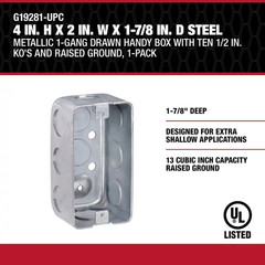 4 in. H x 2 in. W x 1-7/8 in. D Steel Metallic 1-Gang Drawn Handy Box with Ten 1