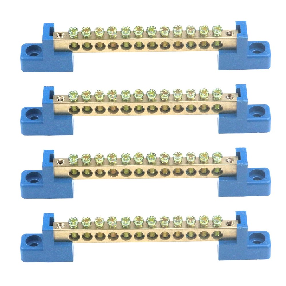 4 Pack Terminal Bus Bar 12 Position Brass Ground Distribution Block