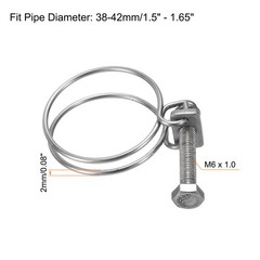 10Pcs Double Wire Hose Clamp 38-42mm Adjustable Hose Clip with M6 Bolt