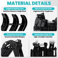 90mm/3.54in Mini Excavator Grabber Attachment Excavator Accessories Grab 1-2 Ton