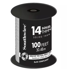 Southwire 100 ft. 14 White Solid CU THHN Wire Model 11580884