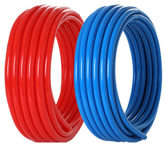 1/2″ Pex-B Pipe 2x50ft Rolls (Red+Blue) Clamp Fittings Crimper Plumbing Kit