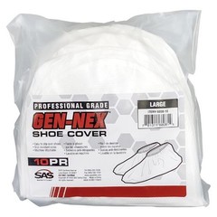SAS Safety 6809 Gen-Nex Shoe Cover, Large, PVC, White