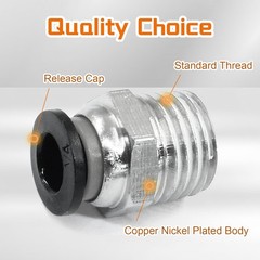 12 Pcs Push to Connect Fittings 1/4 Inch Tube OD x 1/4 Inch NPT Thread, Male Str
