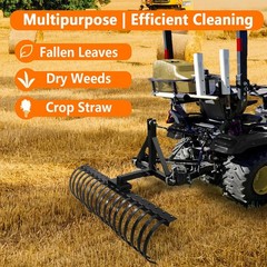 49” 3 Point Attach Landscape Rock Rake Fit for 2 inch Receiver Compact Tractor