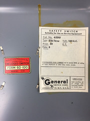 GENERAL SWITCH 63DU SAFETY SWITCH VOLTS 240 AC 60 AMP 3 POLE TYPE: D’BLE THROW