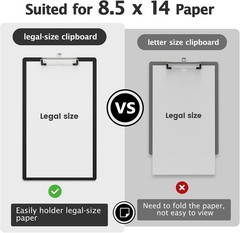 Plastic Legal Size Clipboard, Black 8.5 x 14 Clip Boards | Size 9 x 15 in, Lo…