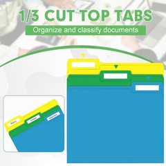30 Pack 1/3 Cut Tab File Folders, Colored File Folders Designed for Office