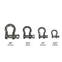 T-316 Stainless Steel Bow Shackle Marine Grade 3/16″ to 3/8″ Oversized Pin