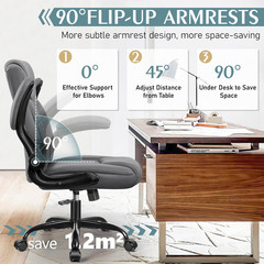 Leather Office Chair, PU Home Computer Desk Chairs with Ergonomic Back Support,
