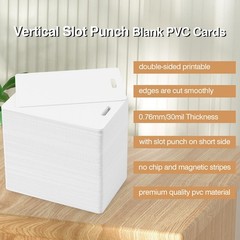 100 Pack Premium Blank PVC Cards with Slot Punch on Short 100pack, 100pack