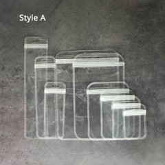 Multi-Size Clear/Clear/Clear Glossy Flat Mylar Zip Lock Pouch Bag w/ Hang Hole