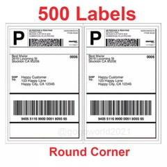 500 Shipping Labels Rounded Corners 2 Per Sheet 8.5 X 11 Self Self Adhesive USA