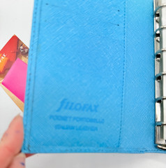 Filofax Pocket size Portobella Powder Blue Italian Leather Organizer unused