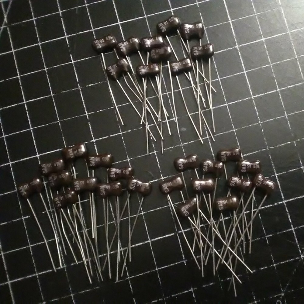 30X – 91pF @ 500V 5% SANGAMO DIP Radial SILVER MICA Capacitors RF NOS Long Leads