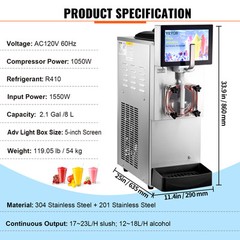 VEVOR 8L / 2.1 Gal Commercial Slushy Machine Margarita Smoothie Frozen Drink