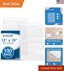 Bulk Pack: 100 Clear 13″ x 18″ Sealable Zip Bags – Food Safe and Moisture Proof