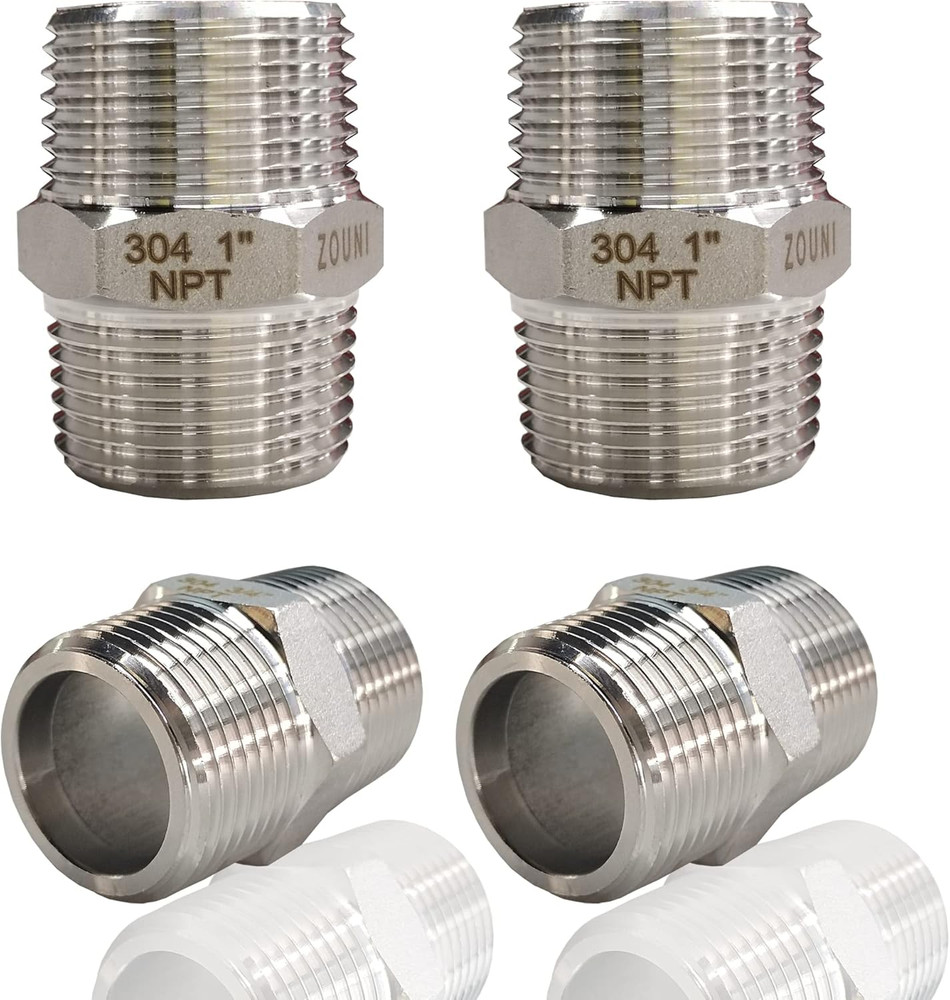 4PCS 1″ Hex Nipple 304 Stainless Steel Pipe Fittings MNPT Threaded New