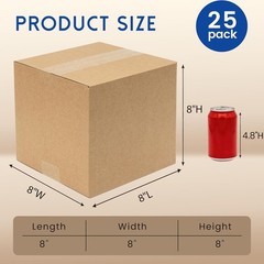 Corrugated Shipping Boxes 50 Pack 8x6x4 inch Small Mailer 8x8x8 inches (25 Pack)
