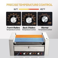 ROVSUN 18/30 Hot Dog Sausage 7/11 Roller Grill Cooker Machine w/Warmer Shelf New