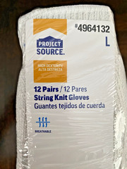~ 12 PAIRS STRING KNIT GLOVES ~ PROJECT SOURCE ~ WHITE ~ SIZE ( L ) LARGE ~ NEW~