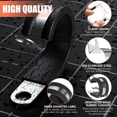 24PCS 1 Inch Stainless Steel Cable Clamps with Two Kinds of Screws,Rubber Cushio