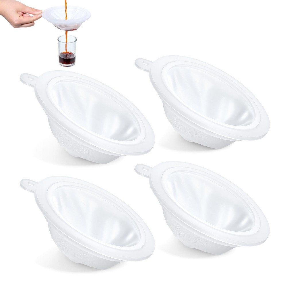 4Pcs Coffee Strainer Fine Mesh Milk Filter Nylon Medium, White