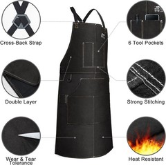 ARCCAPTAIN Leather Welding Work Apron Heat Flame Resistant Cowhide 24″ X 36″