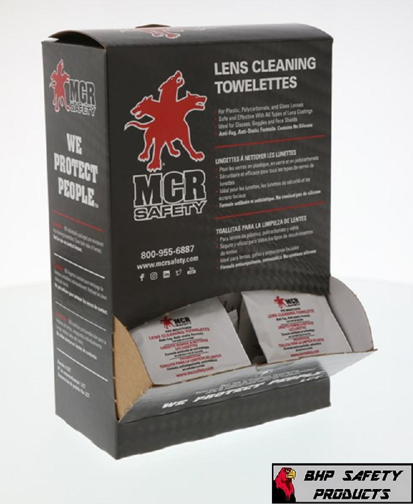 MCR SAFETY LCT PREMOISTENED ANTI-STATIC LENS CLEANING WIPES TOWELETTES (100/BOX)