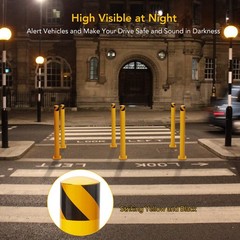 6 Packs in Height Bollard Post, 4.5 in Diameter, Yellow Safety Steel Bollard 42