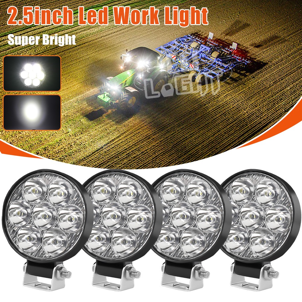 4X Round 2.5”INCH LED Work Light Headights Fit John Deere Kubota Kubota Tractor