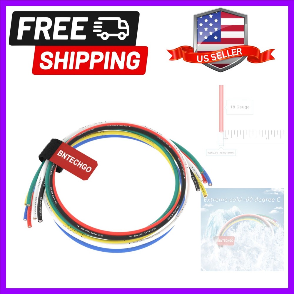 18 Gauge Silicone Wire Kit 6 Color Each 5 ft Flexible 18 AWG Stranded Tinned …
