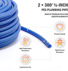 ZELCAN 2x300ft 1/2″ PEX-B Tubing Red+Blue Non-Barrier for Water Line