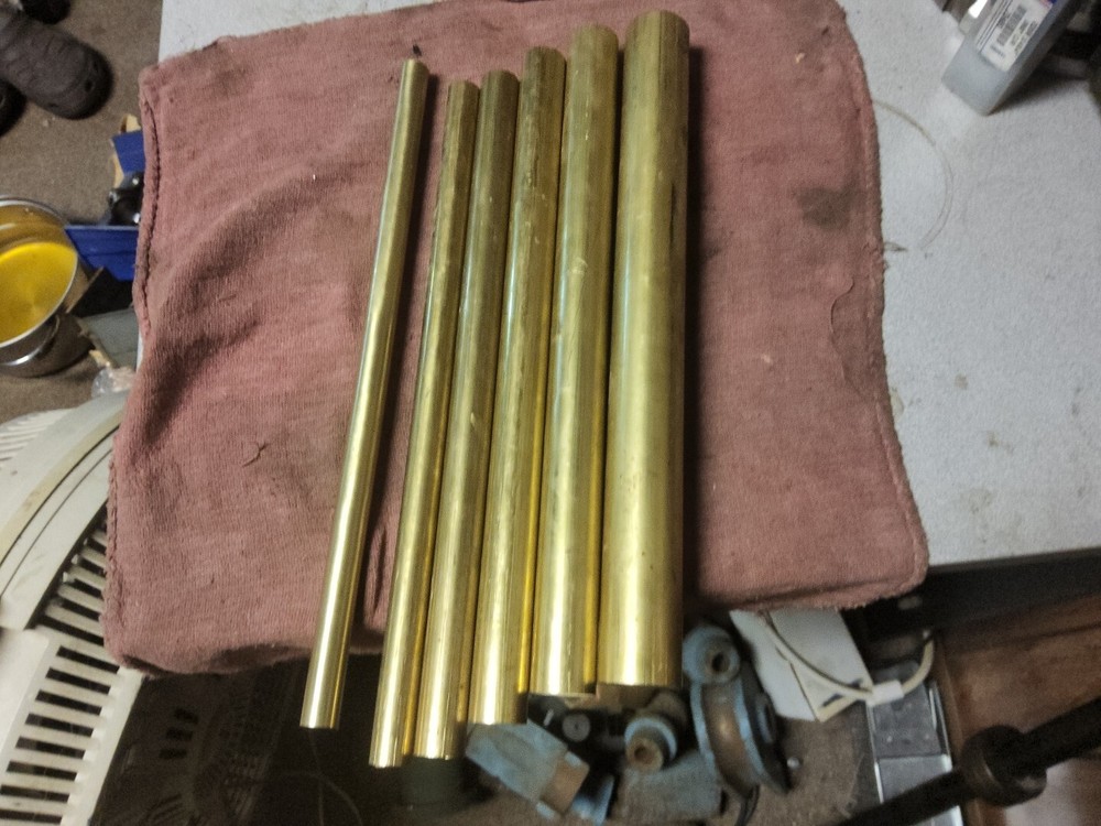 6 PIECES BRASS ROD 12″ long 1-1/4″,1″,7/8″,3/4″,5/8″,9/16″ Bar 1/2 Hard C360