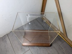 Vintage Acrylic & Wood Swivel Retail Display Case Countertop Showcase Box C37