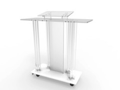 Returned Item Acrylic Wood MDF Podium W Casters Church Lectern School Pulpit