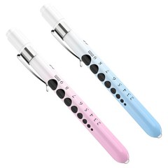 2 Pcs Durable LED Medical Penlight with Pupil Gauge – Gradient Pink & Blue