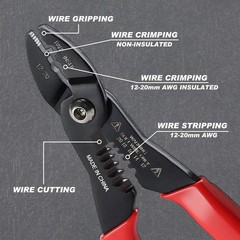 Ergonomic Wire Stripping Tool 7 Inch – Anti-Rust Crimping Pliers for 12-20 AWG