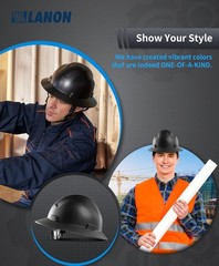 LANON Full Brim Hard Hat, OSHA Construction Work Approved, Grey Dots Design,…
