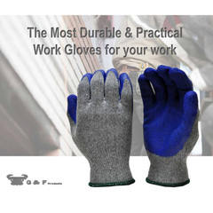 Large Blue Latex Palm and Finger Crinkle Pattern Rubber Coated Gloves (120-Case)