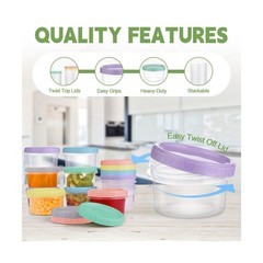 12 Piece 8 oz Plastic Food Storage Containers with Lids, Reusable Freezer Sto…