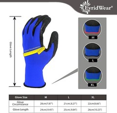 EvridWear 12 Pairs Pack Crinkle Latex Rubber Coated Work Gloves
