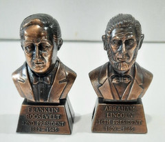 Vtg New Lot of 4 JSNY Presidential Die Cast Pencil Sharpeners Lincoln Washington