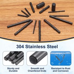 50Pcs 3mm x 12mm Dowel Pins 304 Stainless Steel Shelf Support Pegs Black